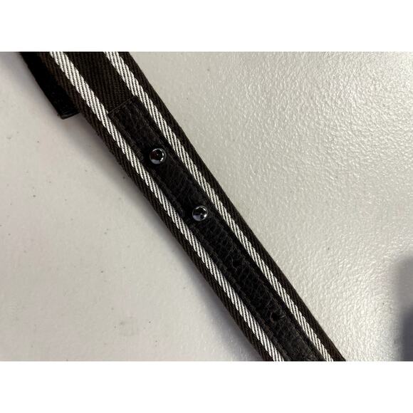 MAXMARA Skinny Leather Trim Clasp Striped Belt M main image 7